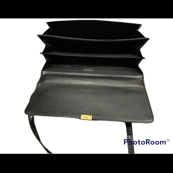 Black 1980’s Vintage anima embossed leather portfolio/briefcase/laptop case - Picture 5 of 6